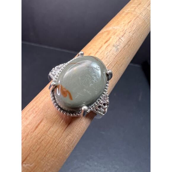 NEW Venus Jasper ring in platinum over brass size 10 - Picture 1 of 15